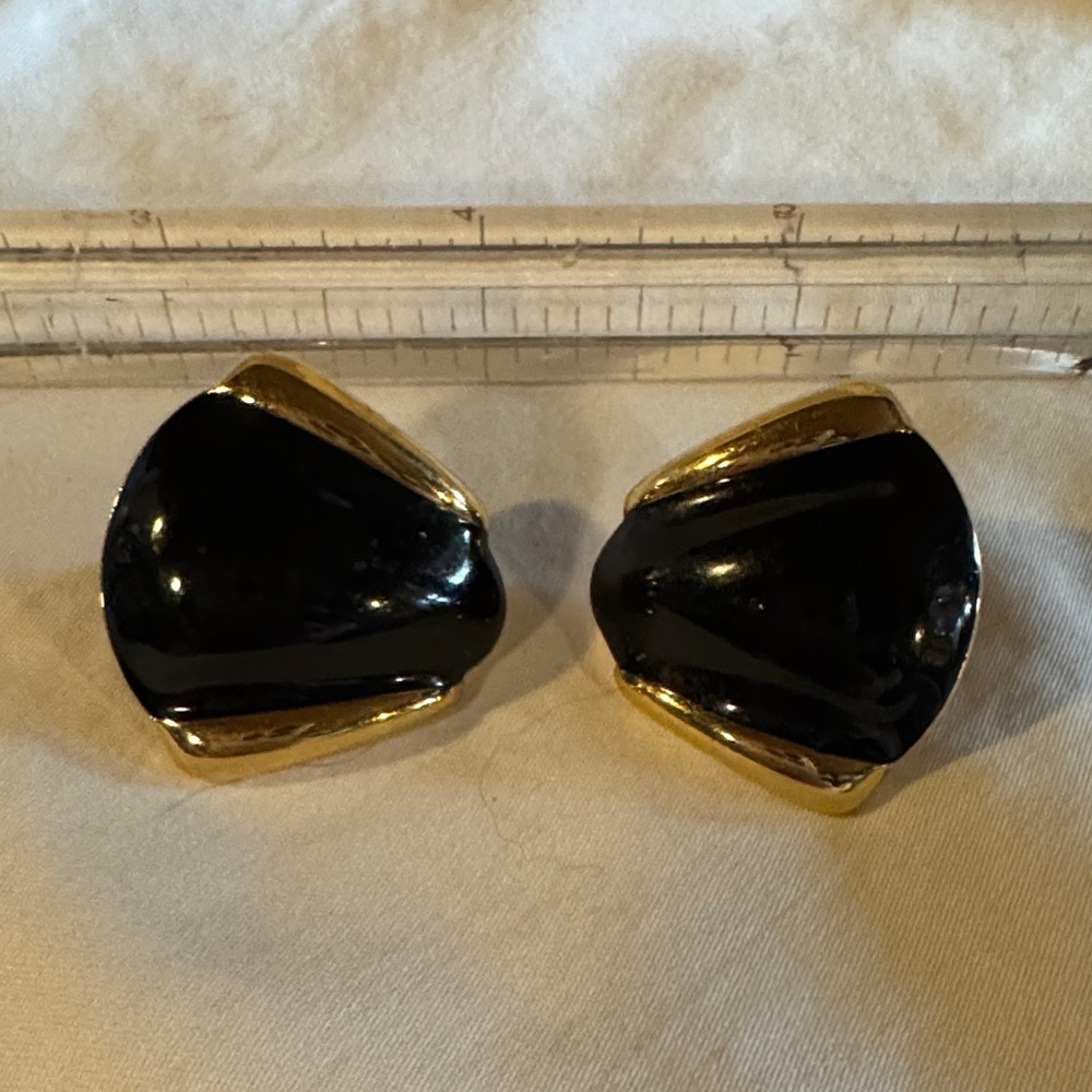 Monet Blue and Gold Clip-On Earrings